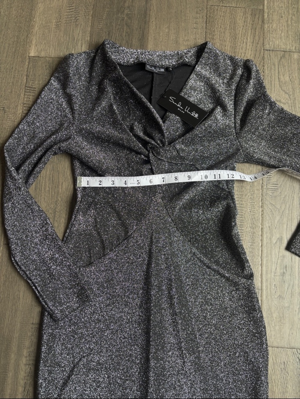 Sandra Venditti | NWT Sparkle Metallic Long-Sleeve Sheath Dress Black Silver Med - Picture 7 of 13